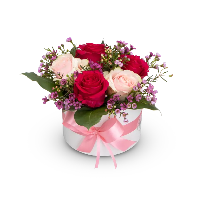 Box of pink roses